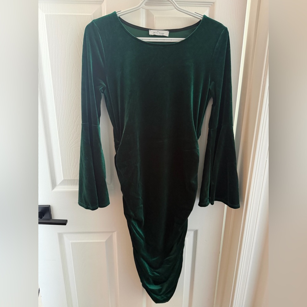 My Bump Maternity Green Velvet Dress